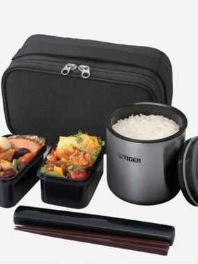 Tiger Stainless Steel Lunch Jar Bento Set - Black